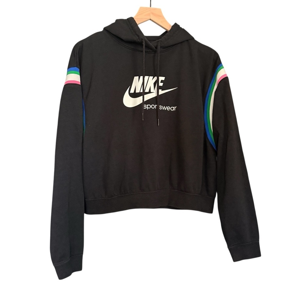 Nike Black Hoodie with Rainbow Stripes